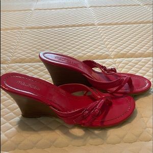 Hot pink Maurice’s wedge sandals size 8